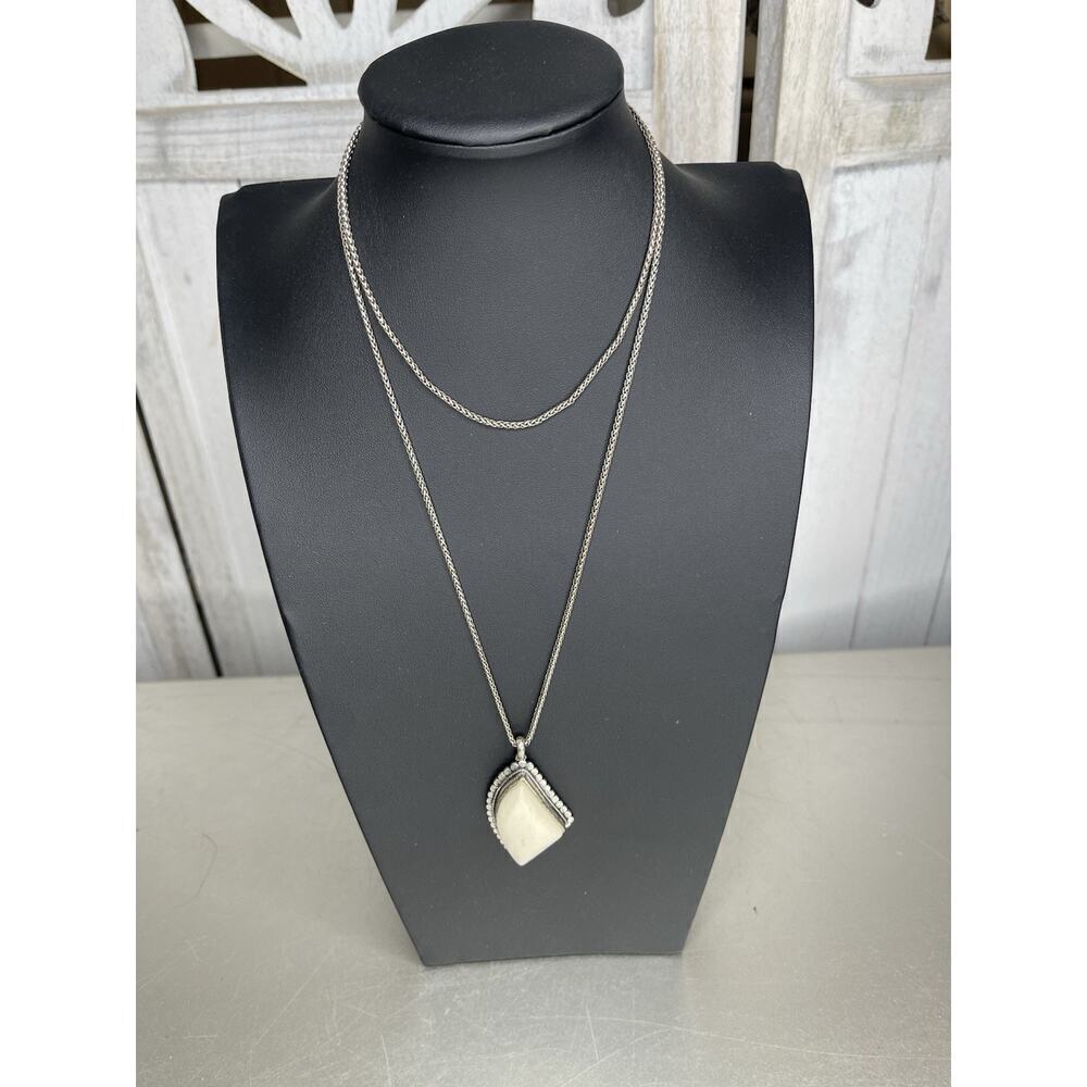 Lucky Brand Boho Stone Pendant Necklace Silver Chain Western
